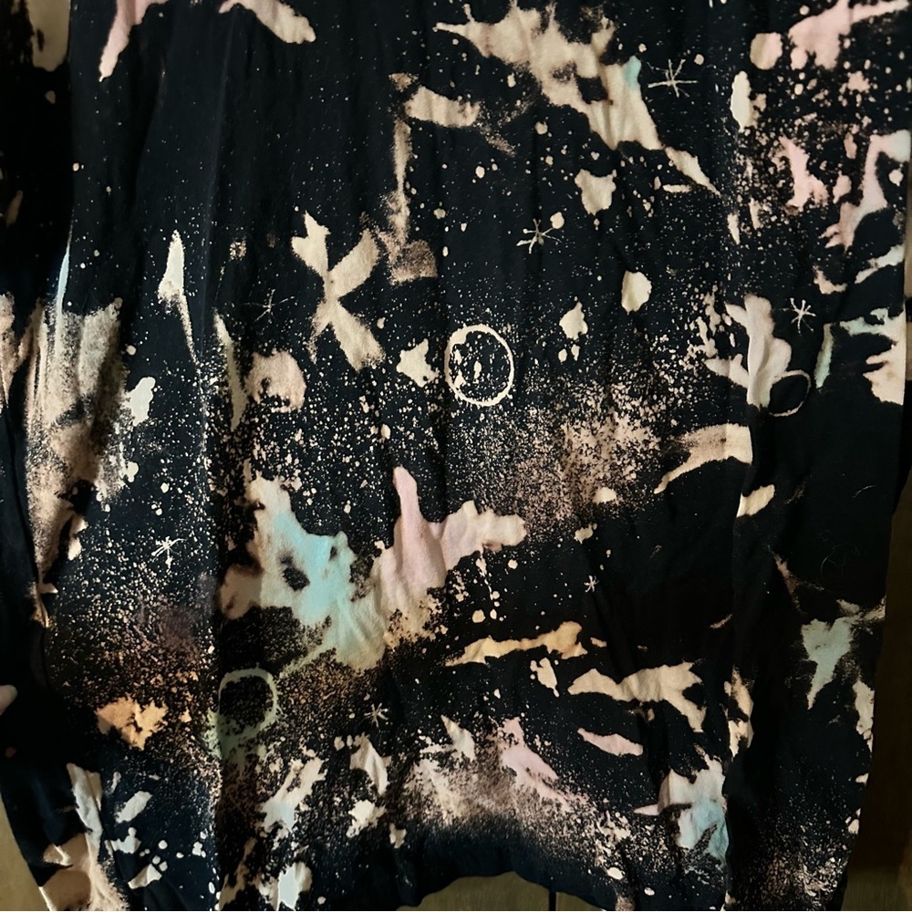 Black Bleached Tie Dye SS T-Shirt 100% Cotton Size XL Punk Distressed Emo Rock - Picture 3 of 7